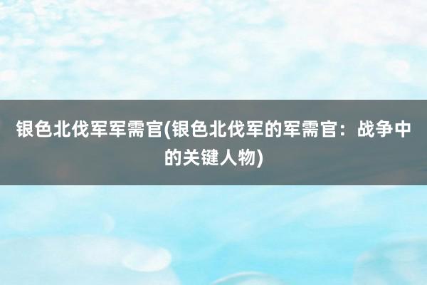 银色北伐军军需官(银色北伐军的军需官：战争中的关键人物)